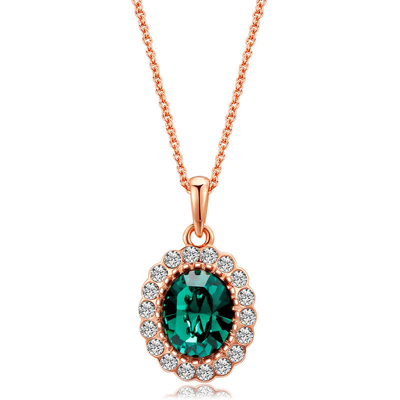 Wholesale Rhinestone and Emerald Pendant Necklace